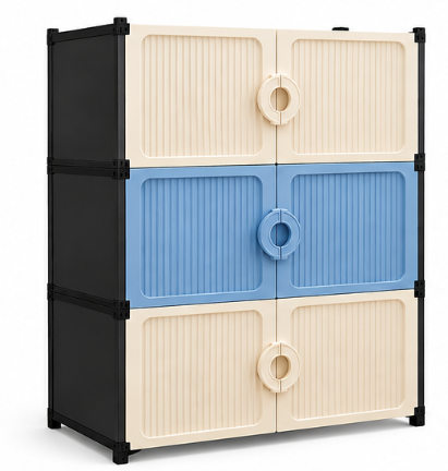 Dulap modular pentru incaltaminte cu 6 usi si manere tip inel 3 niveluri 63 × 32 × 90 cm